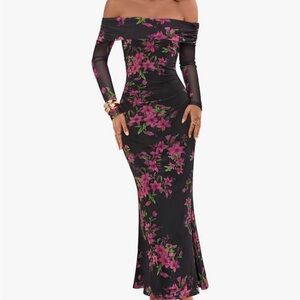 Elegant Floral Off-Shoulder Dress